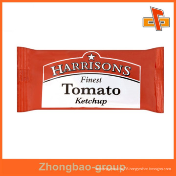 moisture proof aseptic plastic 3 side seal food packaging sachet with printing for ketchup, sauce, oil, flavouring, water